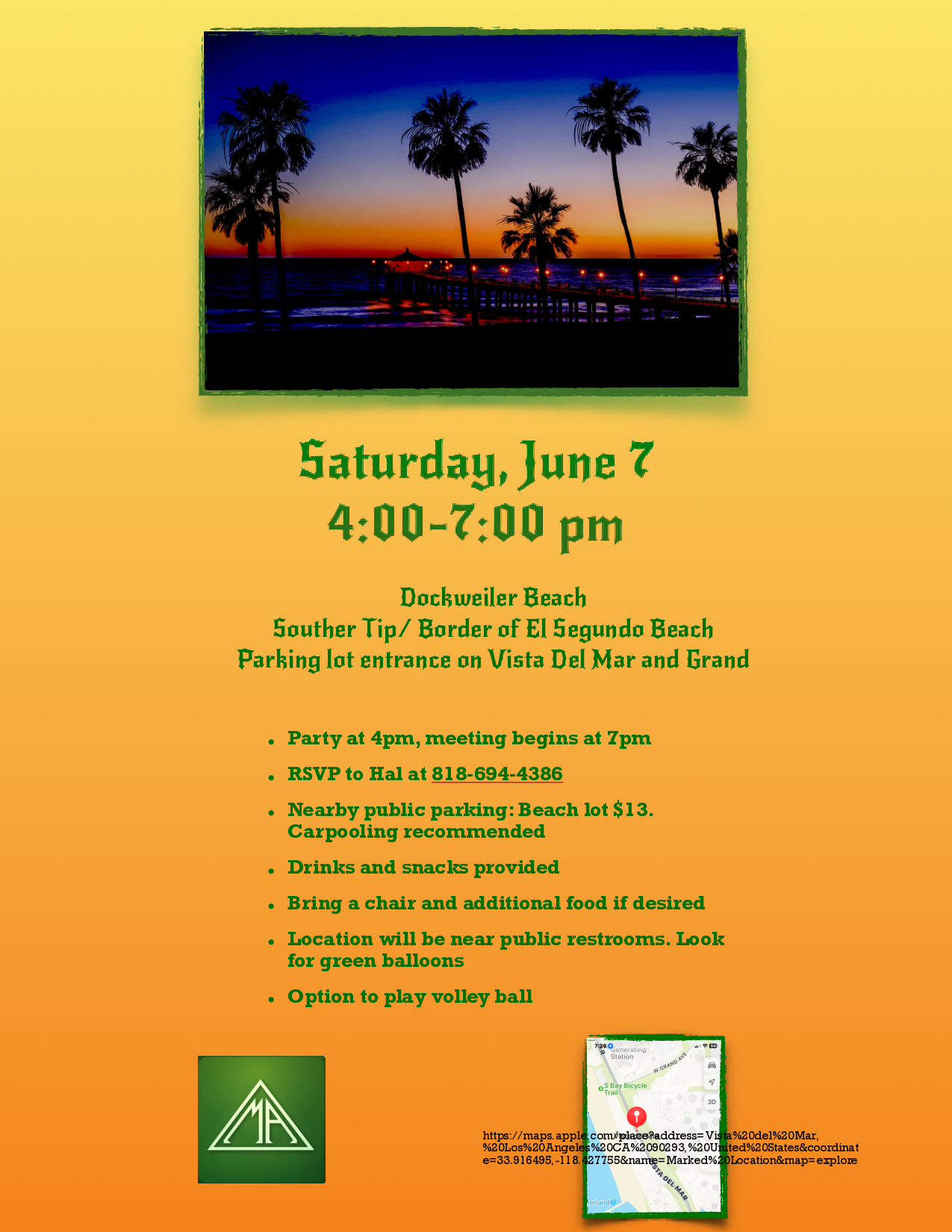 Sunset at the Beach Party Flyer