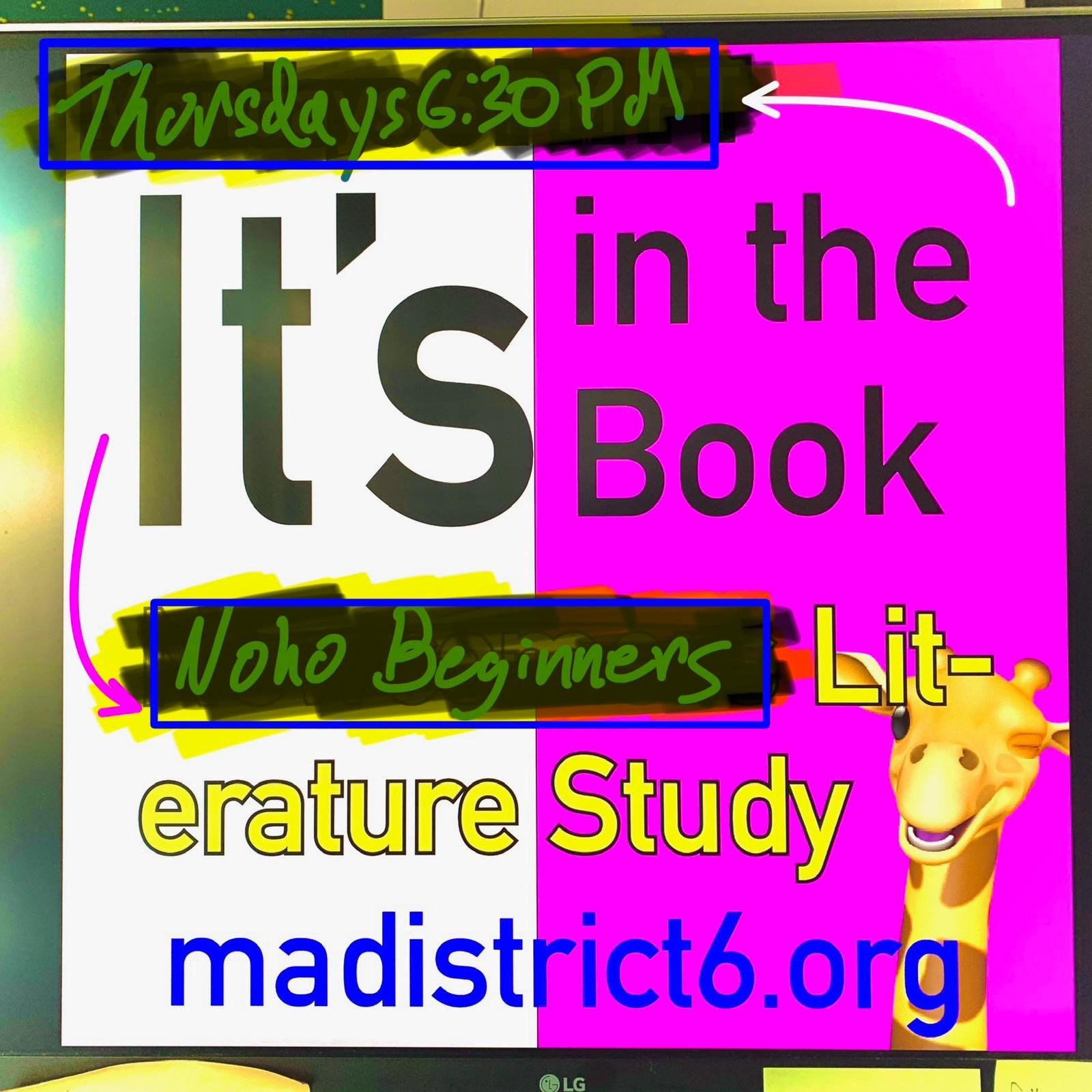 It's in the Book — NoHo Beginners Literature Study